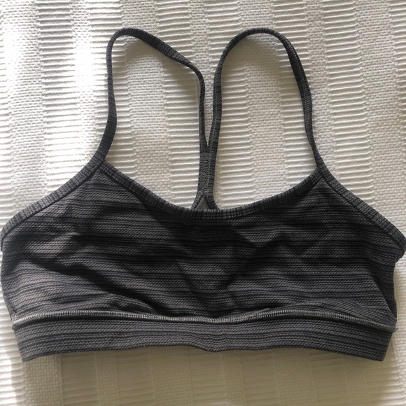 Lululemon Gray Striped Sports Bra In 